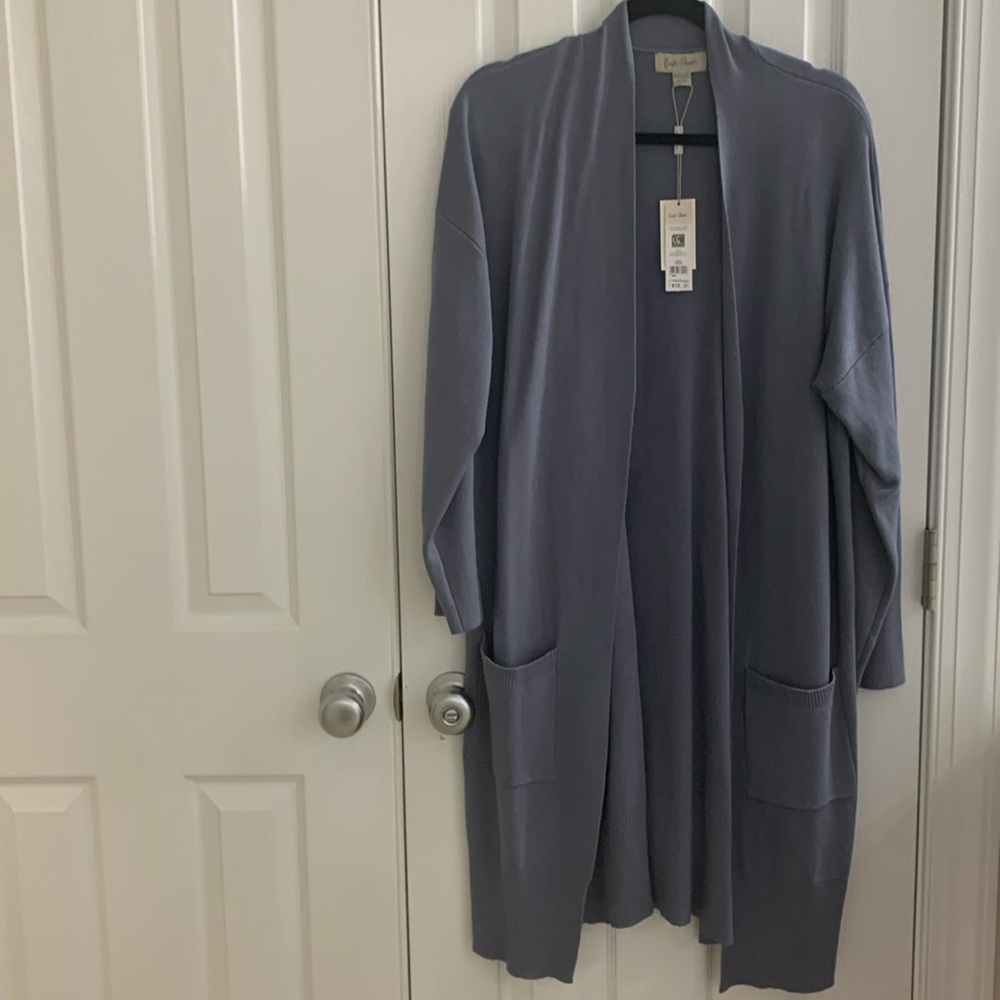 NWT Charlie Paige boutique king cardigan sweater, beautiful blue color